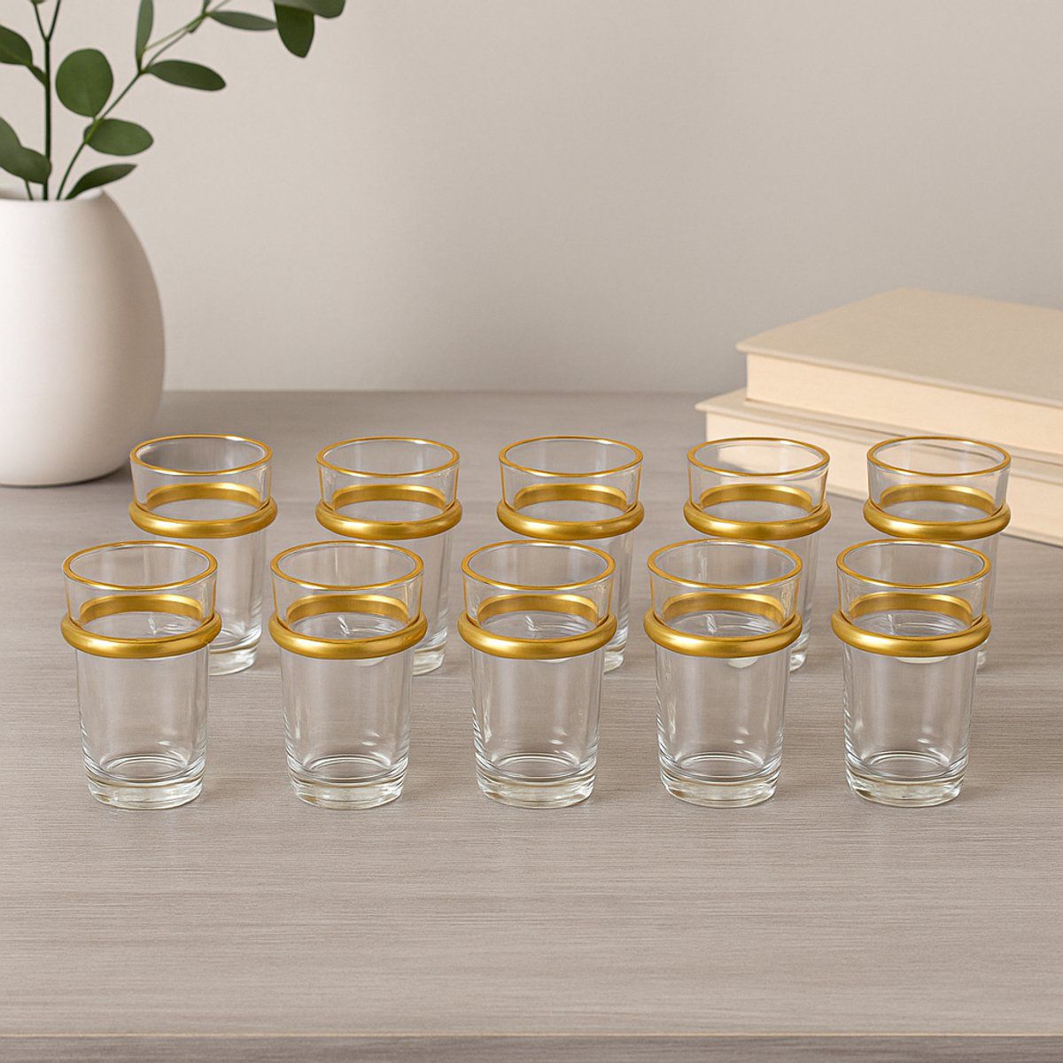 Photo00005138 VERRE THE 12PCS EN VERRE GOLD